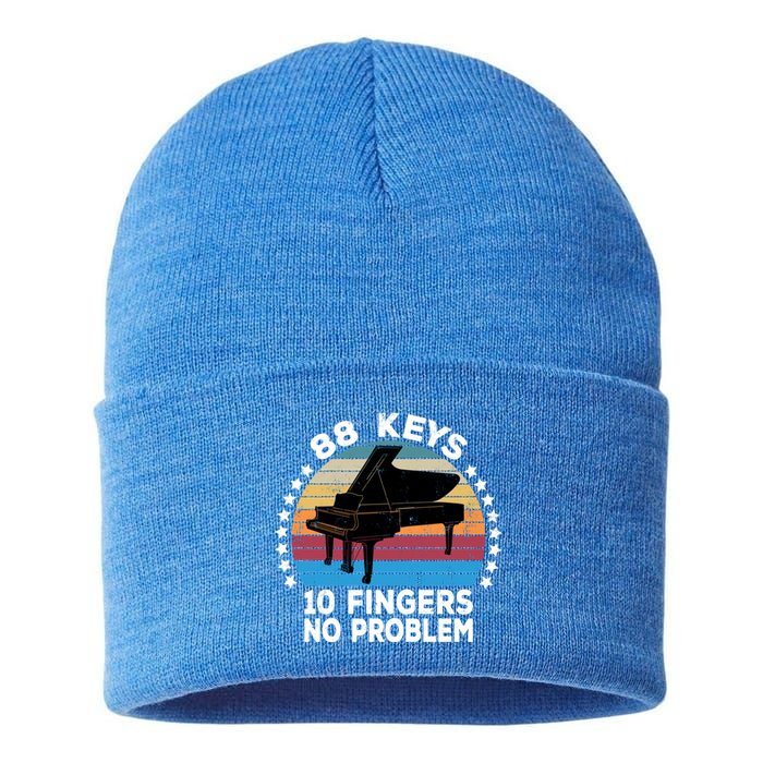 88 Keys 10 Fingers Pianist Musician Piano Keyboard Player Great Gift Sustainable Knit Beanie