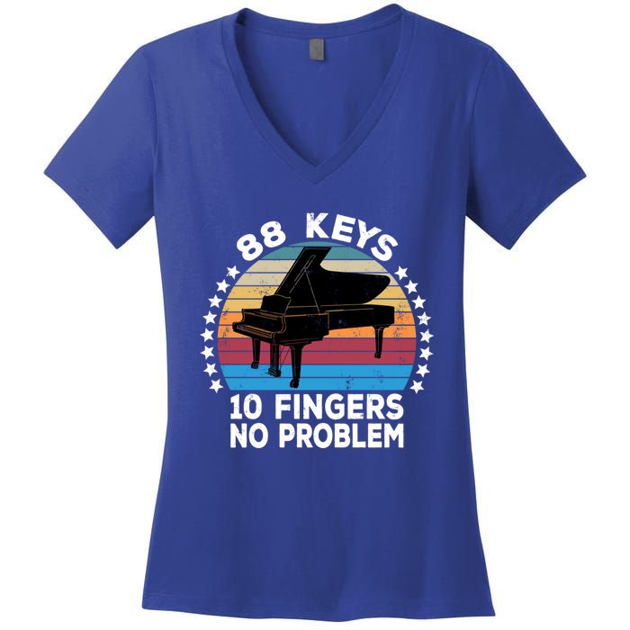 88 Keys 10 Fingers Pianist Musician Piano Keyboard Player Great Gift Women's V-Neck T-Shirt