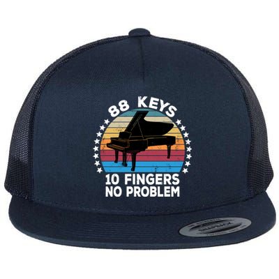 88 Keys 10 Fingers Pianist Musician Piano Keyboard Player Great Gift Flat Bill Trucker Hat