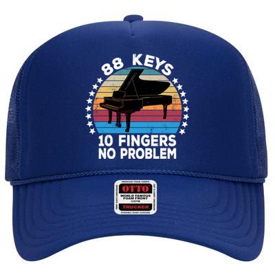 88 Keys 10 Fingers Pianist Musician Piano Keyboard Player Great Gift High Crown Mesh Back Trucker Hat