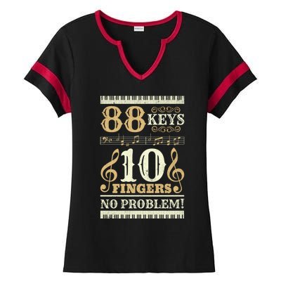 88 Keys 10 Fingers Piano Lover Players Funny Musical Pianist Gift Ladies Halftime Notch Neck Tee