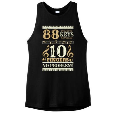 88 Keys 10 Fingers Piano Lover Players Funny Musical Pianist Gift Ladies PosiCharge Tri-Blend Wicking Tank