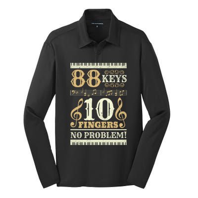 88 Keys 10 Fingers Piano Lover Players Funny Musical Pianist Gift Silk Touch Performance Long Sleeve Polo