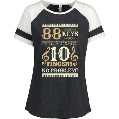 88 Keys 10 Fingers Piano Lover Players Funny Musical Pianist Gift Enza Ladies Jersey Colorblock Tee