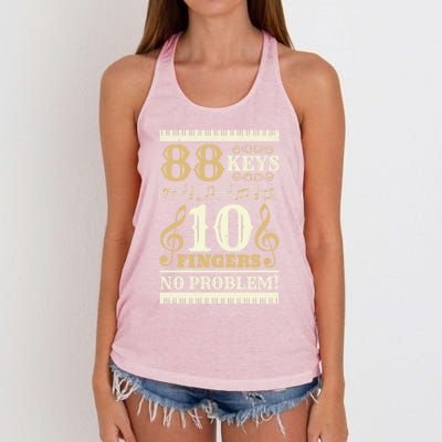 88 Keys 10 Fingers Piano Lover Players Funny Musical Pianist Gift Women's Knotted Racerback Tank