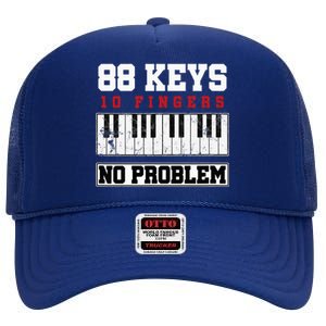 88 Keys Pianist Grand Piano Keyboard Key Music Musician Gift High Crown Mesh Back Trucker Hat