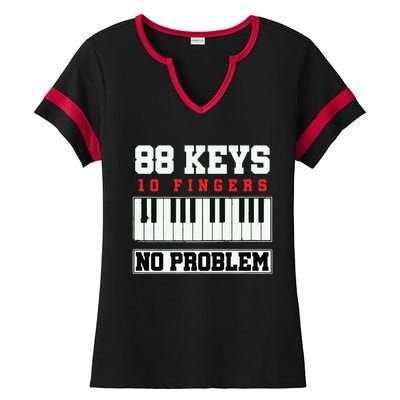 88 Keys Pianist Grand Piano Keyboard Key Music Musician Gift Ladies Halftime Notch Neck Tee