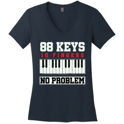 88 Keys Pianist Grand Piano Keyboard Key Music Musician Gift Women's V-Neck T-Shirt