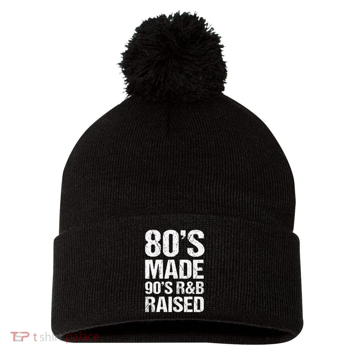 80S Made 90S R&B Raised Old School Rnb Music Lover Pom Pom 12in Knit Beanie