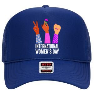 8 March Happy Women Day International Women Day High Crown Mesh Back Trucker Hat