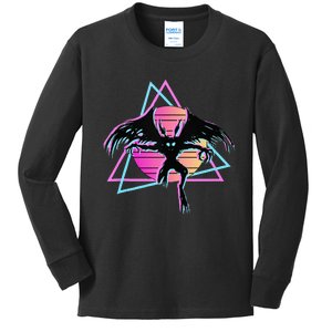 80s Mothman Retro Cryptid Kids Long Sleeve Shirt