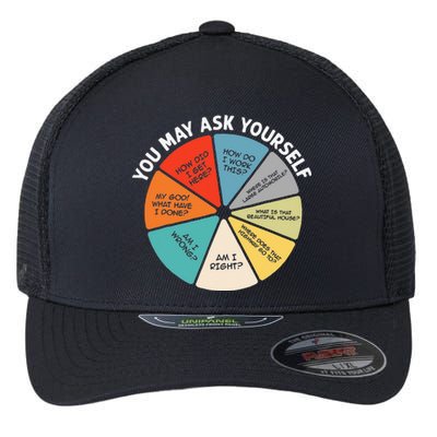 80s Music Retro Lyrics Pie Chart You May Ask Yourself Retro Flexfit Unipanel Trucker Cap