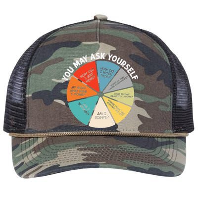 80s Music Retro Lyrics Pie Chart You May Ask Yourself Retro Retro Rope Trucker Hat Cap