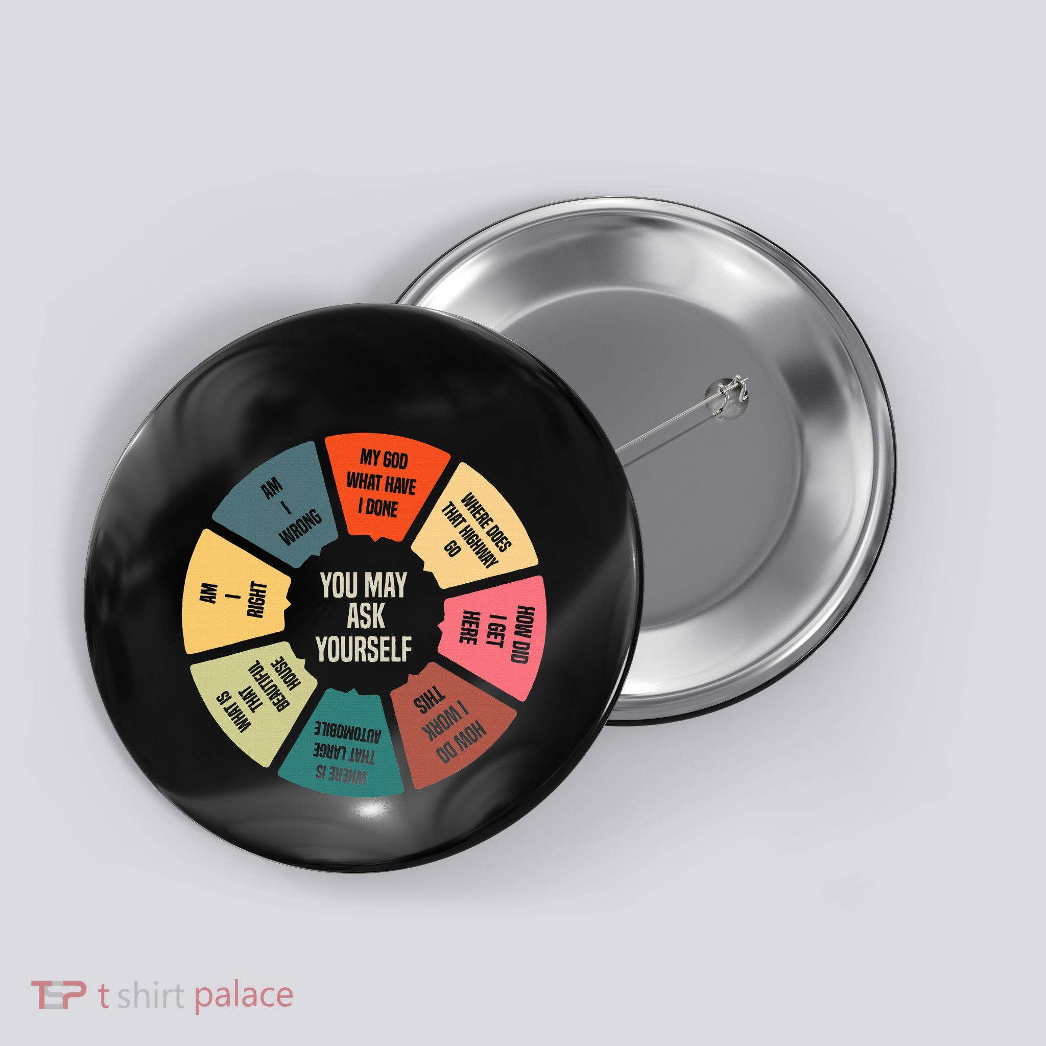 80S Music Retro Lyrics Pie Chart You May Ask Yourself Button