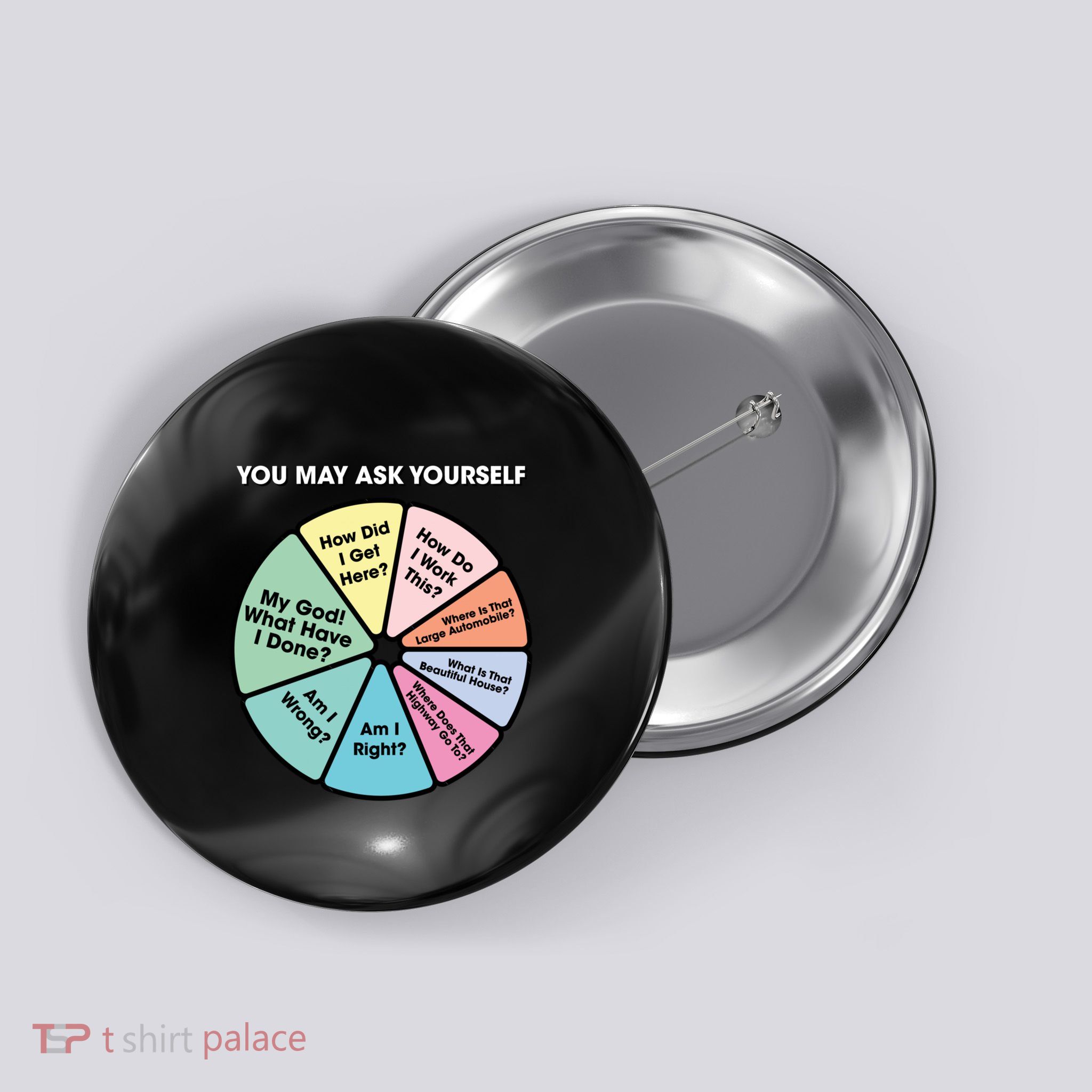 80S Music Retro Lyrics You May Ask Yourself Pie Chart Button