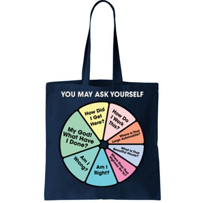 80S Music Retro Lyrics You May Ask Yourself Pie Chart Tote Bag