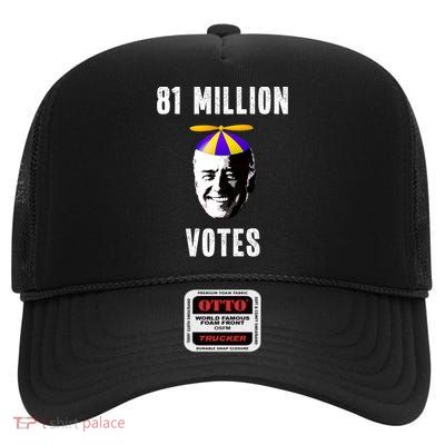 81 Million Votes Anti Biden Funny Political High Crown Mesh Back Trucker Hat
