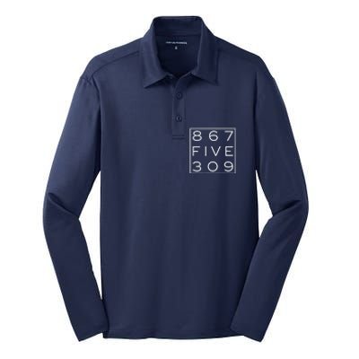 8675309 Nostalgic And Funny 80s Silk Touch Performance Long Sleeve Polo