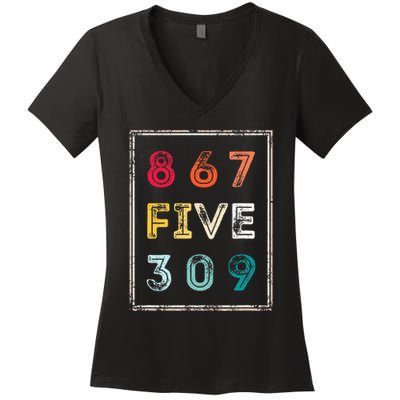 8675309 Nostalgic And Funny 80s & 90s Women's V-Neck T-Shirt