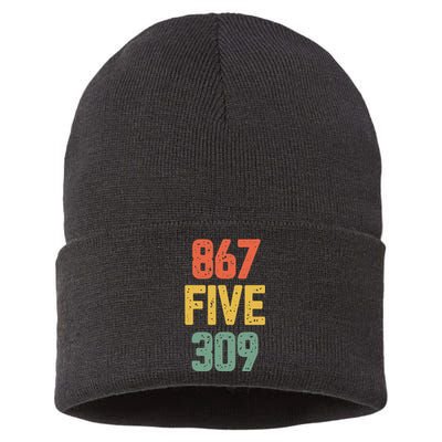 8675309 Nostalgic Funny 80s Retro Music Sustainable Knit Beanie