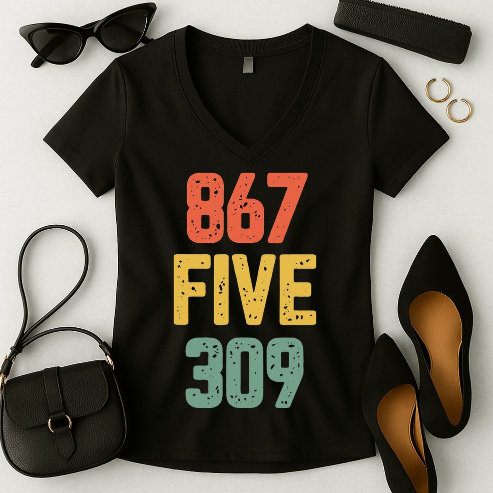 8675309 Nostalgic Funny 80s Retro Music Women's V-Neck T-Shirt