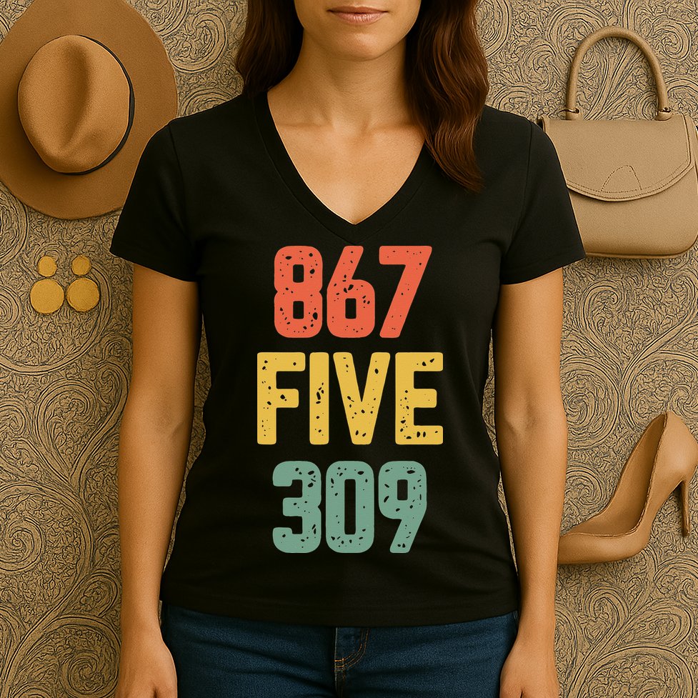 8675309 Nostalgic Funny 80s Retro Music Women's V-Neck T-Shirt