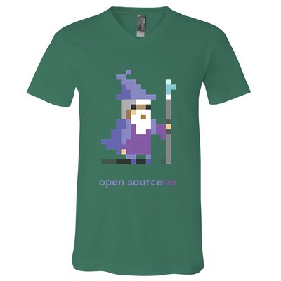 8bit Open Source Sorcerer Programming V-Neck T-Shirt