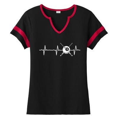 8ball Pool Billiards Billiard Heartbeat Gift Ladies Halftime Notch Neck Tee