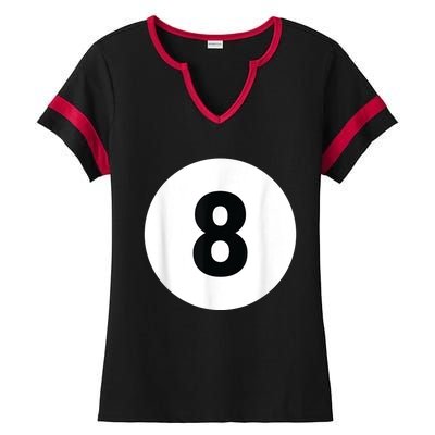 8 Pool Ball 8 Billiards Costume Halloween Group Matching Ladies Halftime Notch Neck Tee