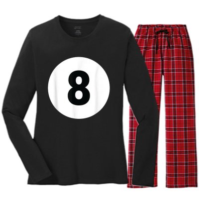 8 Pool Ball 8 Billiards Costume Halloween Group Matching Women's Long Sleeve Flannel Pajama Set 