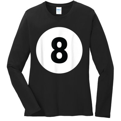 8 Pool Ball 8 Billiards Costume Halloween Group Matching Ladies Long Sleeve Shirt