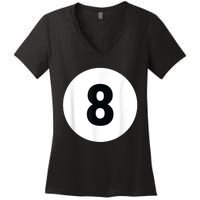 8 Pool Ball 8 Billiards Costume Halloween Group Matching Women's V-Neck T-Shirt