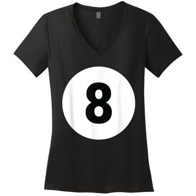 8 Pool Ball 8 Billiards Costume Halloween Group Matching Women's V-Neck T-Shirt