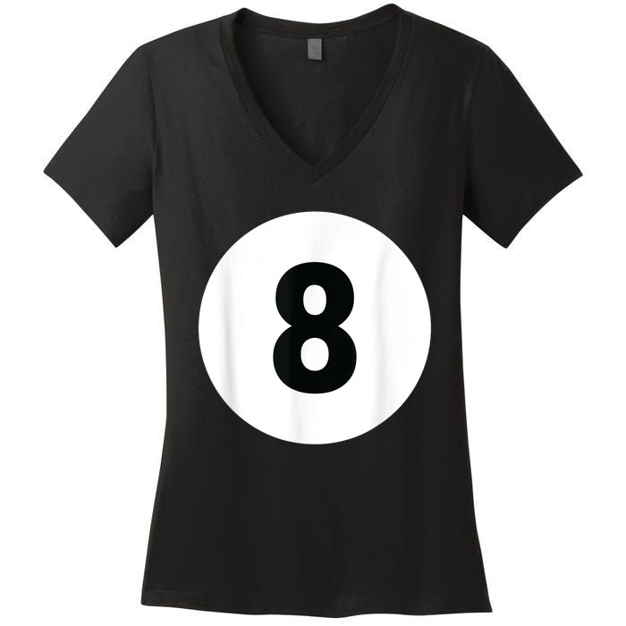 8 Pool Ball 8 Billiards Costume Halloween Group Matching Women's V-Neck T-Shirt