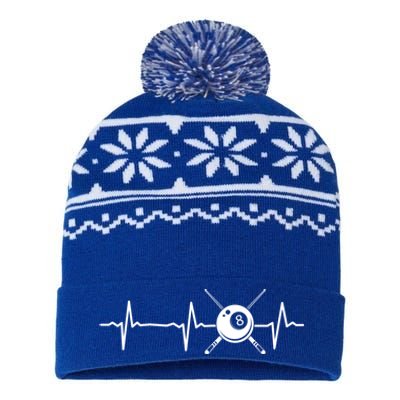 8ball Pool Billiards Billiard Heartbeat Gift USA-Made Snowflake Beanie