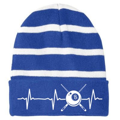 8ball Pool Billiards Billiard Heartbeat Gift Striped Beanie with Solid Band