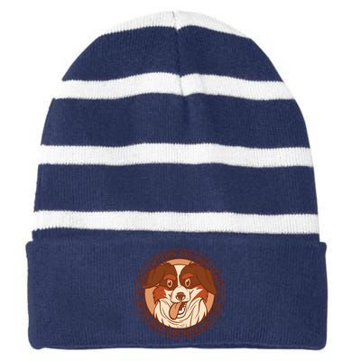 80 Percent Cotton 20 Percent Dog Hair Funny Striped Beanie with Solid Band