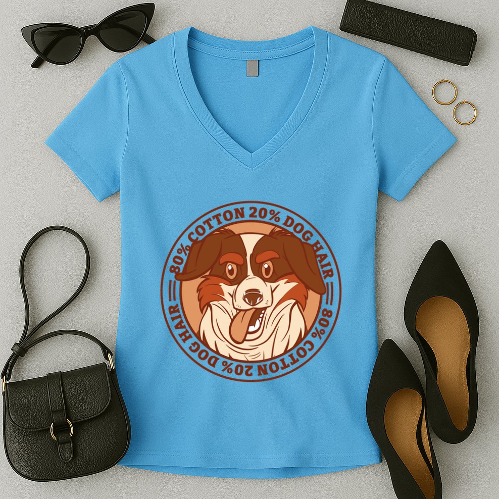 80 Percent Cotton 20 Percent Dog Hair Funny Women's V-Neck T-Shirt