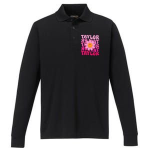 80S Pink Funny Smile Pink Flower Emoji TâYlor Repeat Performance Long Sleeve Polo