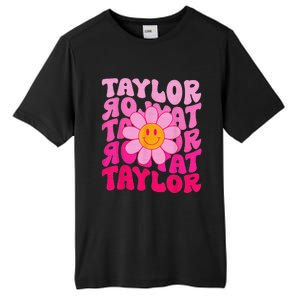 80S Pink Funny Smile Pink Flower Emoji TâYlor Repeat Tall Fusion ChromaSoft Performance T-Shirt