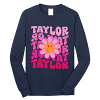 80S Pink Funny Smile Pink Flower Emoji TâYlor Repeat Long Sleeve Shirt