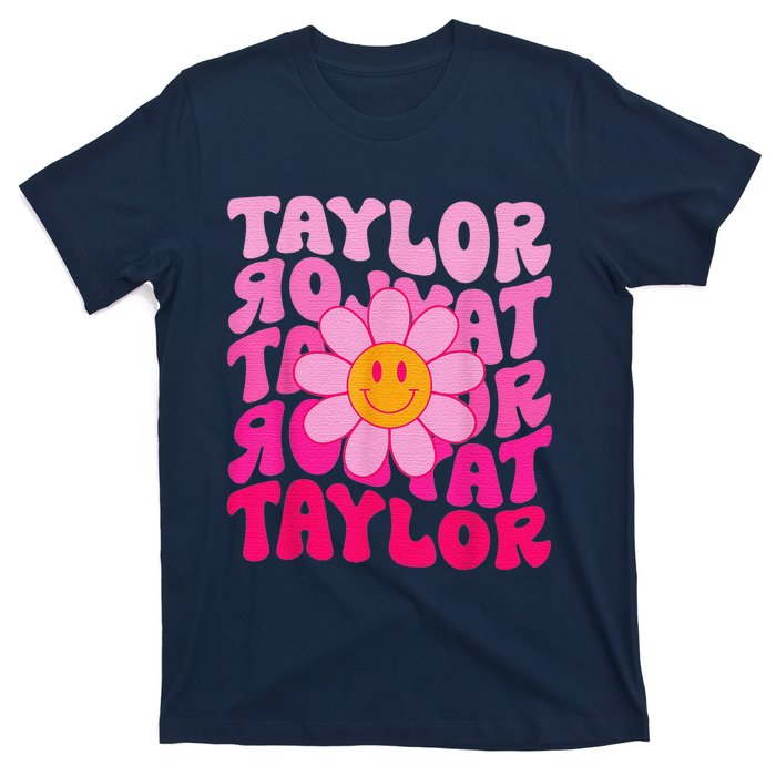 80S Pink Funny Smile Pink Flower Emoji TâYlor Repeat T-Shirt