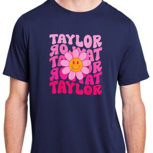 80S Pink Funny Smile Pink Flower Emoji TâYlor Repeat Adult ChromaSoft Performance T-Shirt