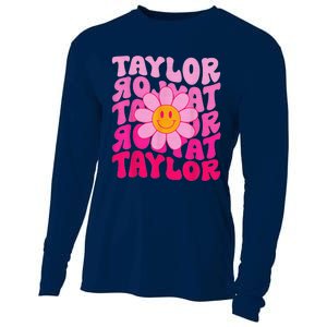 80S Pink Funny Smile Pink Flower Emoji TâYlor Repeat Cooling Performance Long Sleeve Crew