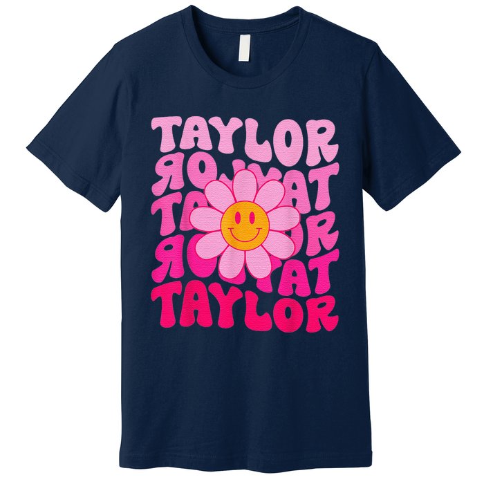 80S Pink Funny Smile Pink Flower Emoji TâYlor Repeat Premium T-Shirt