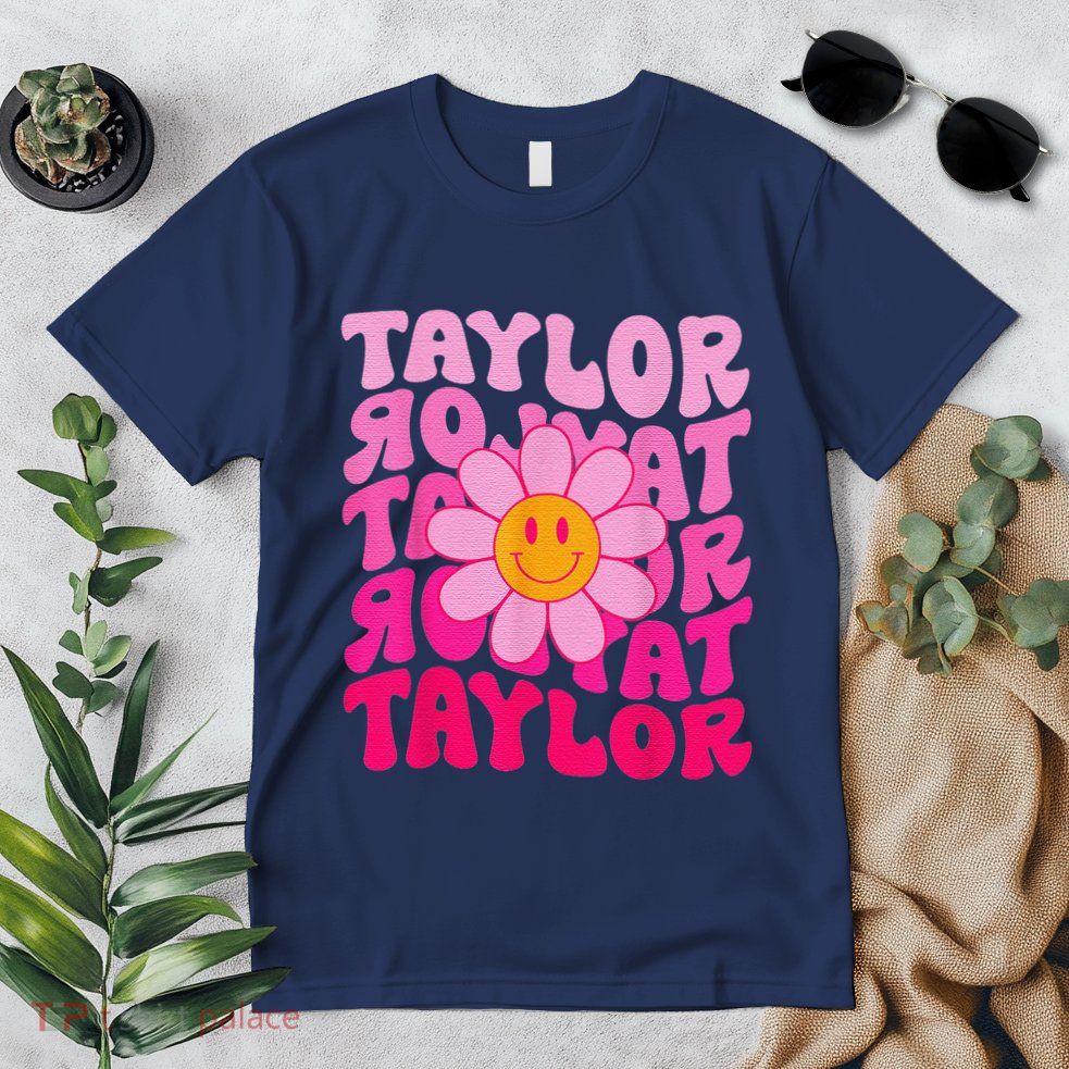 80S Pink Funny Smile Pink Flower Emoji TâYlor Repeat Premium T-Shirt
