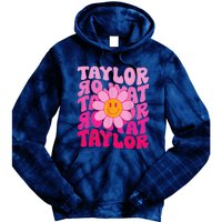 80S Pink Funny Smile Pink Flower Emoji TâYlor Repeat Tie Dye Hoodie