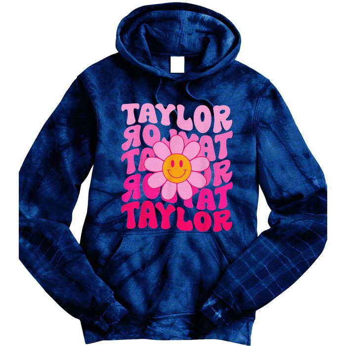 80S Pink Funny Smile Pink Flower Emoji TâYlor Repeat Tie Dye Hoodie