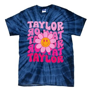 80S Pink Funny Smile Pink Flower Emoji TâYlor Repeat Tie-Dye T-Shirt