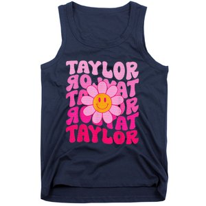 80S Pink Funny Smile Pink Flower Emoji TâYlor Repeat Tank Top